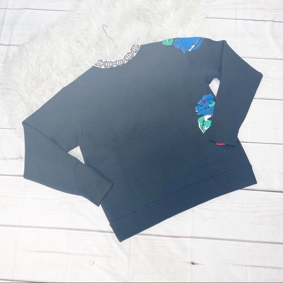 Tory Burch Women's Oversized Floral Crew Neck Pullover Sweater Size Medium - Picture 7 of 7